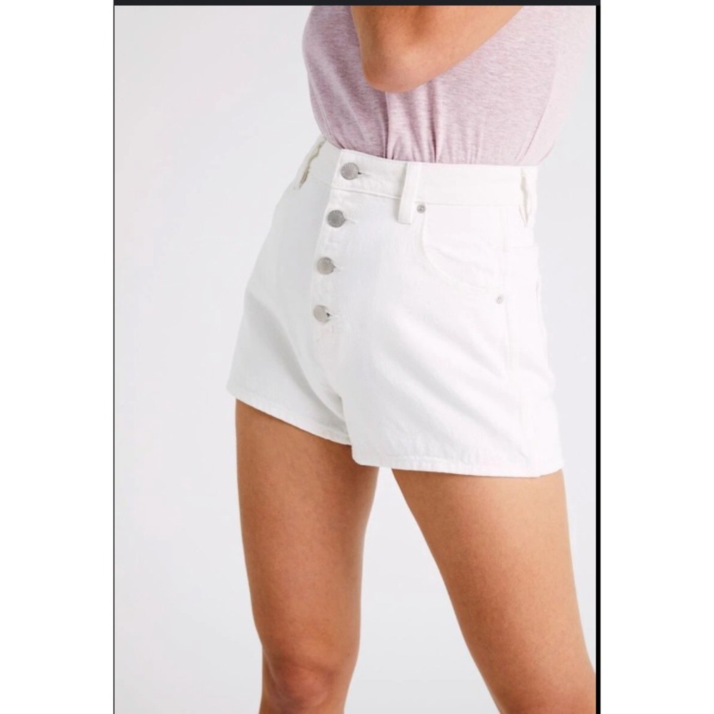 ROLLA'S Denim Shorts Sz 27 Layla White Dusters High Rise Slim Exposed Button Fly